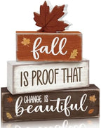 4 Pcs Fall Tiered Tray Decor, Wooden Fall Decorations for Home by Golibra