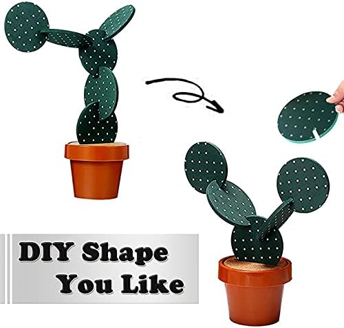 Cactus Coasters Set for Drinks of 6 Pieces,Funny Coasters Cactus Gift with Flowerpot Holder for Home Office Bar Decor - Image 5