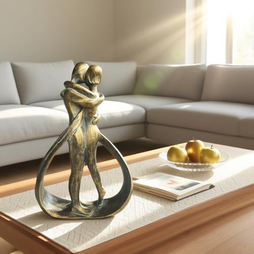Resin Couple Modern Sculptures Home Decor Romantic Gift for Weddings Valentine's Day and Anniversaries Decoration Figurine for Girlfriend, Bridal Shower, Engagement (Bronze) - Image 3