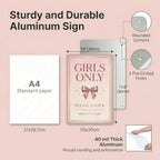 Girls Only Door Sign, Pink Room Decor for Teen Girls, 8 x 12 Inch - Image 4