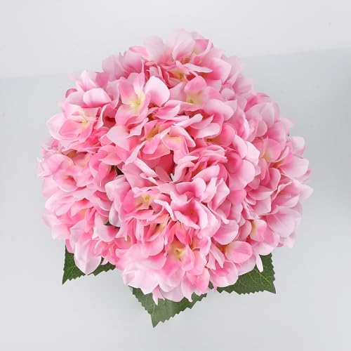 Garvee Artificial Pink Hydrangea Flowers Arrangement with Vase, 6 PCS Silk Hydrangea Bouquet Centerpiece with Faux Water, Realistic Fake Flowers for Table Centerpiece, Home, Office, Wedding Decor - Image 5