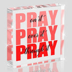 Red Room Decor, Inspirational Christian Gifts for Women, Red Dorm Bathroom Room Decoration, Office Decor for Women, Acrylic Office Desk Accessories Decoration Wall Art Sign - Pray through it by Unknown