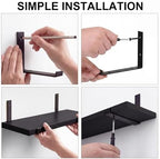 Fixwal Floating Shelves for Wall, Wood, Set of 5, Width 4.75 Inches, Black - Image 4