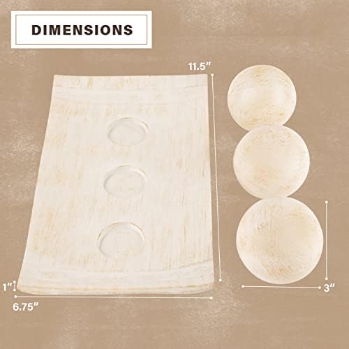 Creative Scents Rustic Luxe Decorative Tray and Orb Set - Centerpiece Table Decorations for Coffee Table Decor - Modern Farmhouse Decor - Decorative Accents Bowl with Balls for Dining Table Decor - Image 7