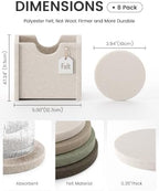 Fluxynara Felt Coasters with Holder, Set of 8 for Drinks, Linen Dusk - Image 2