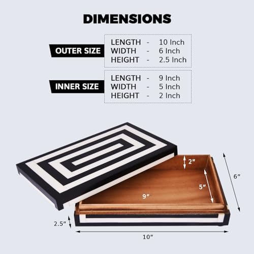 Handicrafts Home Decorative Storage Box 10x6 – Remote Organizer Box with Lid, Modern Decorative Keepsake Box, Boho Shelf Décor, Memory Box for Photos or Letters, Decorative Box for Table Décor - Image 2