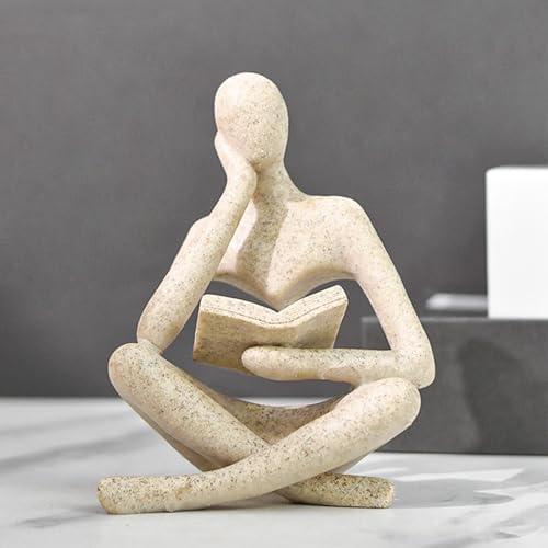Jinkoozz Reading Women Statue, Thinker Sculptures, Abstract Art Ornament, Modern Aesthetic Figurine Decoration, Suitable for Home Living Room Bedroom Office Shelf Table Desk Bookshelf Decor by Jinkoozz