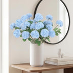 8PCS Blue 24 Head 3" Large Chrysanthemum Artificial Flower Balls Stems - Image 6