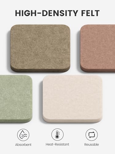 Fluxynara Felt Coasters with Holder, Set of 8 for Drinks, Boho - Image 3