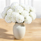 Tinsow 12PCS Artificial Ball Chrysanthemum Faux Flowers Bouquet White - Image 7