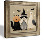 Cute Halloween Animals Wood Plaque Sign, Rustic Tabletop Art Decor 40 by XJCUG