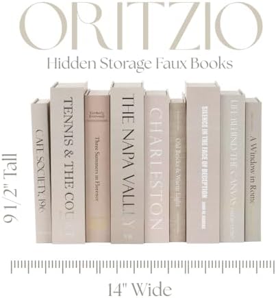 9 Faux Books Neutral - Decorative Box with Hidden Storage, Neutral Home Accessory, Bookshelf Accent, Coffee Table Book, Home Staging Accessory, Paper Wrapped Books - Image 6