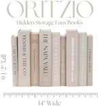 9 Faux Books Neutral - Decorative Box with Hidden Storage, Neutral Home Accessory, Bookshelf Accent, Coffee Table Book, Home Staging Accessory, Paper Wrapped Books - Image 6