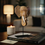 Elephant Wood Statue Home Decor Boho Tribal Carved Accent - Image 6