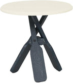 Linon Opal Distressed Wood Coastal Canoe Paddle Side Table in Blue/Cream by Unknown
