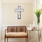 GIMORRTO Cross Wall and Table Decor, Glass Mirrored Surface, Modern Style, Religious Theme, Silver, 15 x 5 Inches, Indoor (15") - Image 5