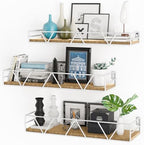 Floating Shelves Set of 3, Wood Wall Shelf, Farmhouse Shelf for Bedroom by Amoot
