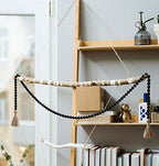 RAMIRABI 58in Wood Bead Garland, Farmhouse Rustic Country Decor, Black - Image 2