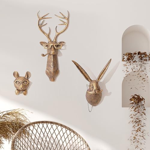 Joogour Head Wall Mount Decor,Resin Animal Sculptures，Art Deco Wall Hanging Decoration for Living Room Bedroom Officeroom Gift (Bear) - Image 6