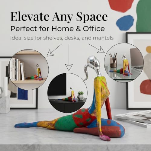 Octdays Art Female Sculpture Figurine, Colorful Yoga Statue for Home Decor - Image 5