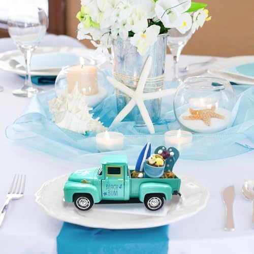 Beach Decor Metal Truck with Mini Fake Beach Buckets Surfboards Flip Flops - Image 7