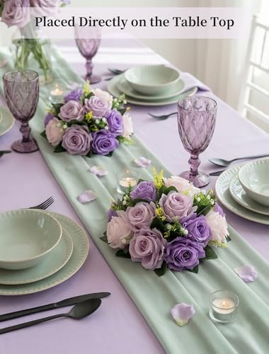 BLOSMON Purple Pink Fake Flowers: 2 Pcs Artificial Flower Balls Centerpiece - Image 2