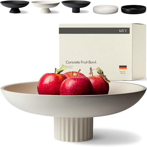 KIVY Concrete Fruit Bowl for Kitchen Counter - Large Decorative Bowl by KIVY
