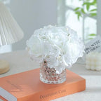 Rose Silk Flower Arrangement Artificial Vivid Rose in Glass Vase with LED Light Elegant Centerpiece for Home Wedding Bathroom Table Shelf Decoration (Pure White) - Image 4