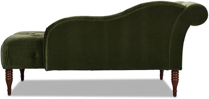Pemberly Row Tufted Roll Arm Chaise Lounge, Olive Green Velvet Upholstery - Image 6