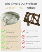 Zoeeker Self-Draining Soap Dish, Ceramic Bar Soap Holder with Drainage - Image 4