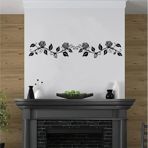 DUOOLN 2 Pcs Metal Rose Tree Leaf Wall Decor, Long Iron Scroll Vine Wall Art Above, Rustic Hanging Sign Flowers Sculpture, For Above Door Living Room Office Indoor And Outdoor Decoration - Black - Image 6