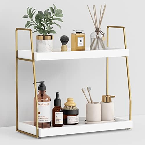 Forbena Bathroom Organizer Countertop, Gold Bathroom Counter Sink Organizer by Forbena