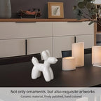 Notakia Large White Cute Ceramics Balloon Dog Statue Crafts Living Room Desktop Decorations,Handmade Modern Small Ceramic Animal Statue Ornament Home Decor Accents - Image 5