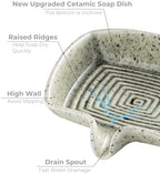 Zoeeker Self Draining Soap Dish, Ceramic Drain Soap Holder Waterfall Design - Image 3