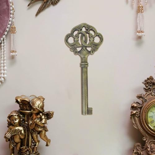 Esvinte Vintage Wall Sculpture Bronze Gold Key Wall Decor Antique Decoration Pediment Hallway Art Statue for Living Room Office Bedroom Gallery,Handmade Gift,A Whimsical Art Piece with Intricate Textures (Brassy Scepter Head) - Image 6