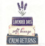 Spring Decoration For Home Wooden Lavender Tiered Tray Decor Rustic Spring Block Sign with Lavender Farmhouse Tabletop Spring Decor Centerpiece for Tables Seasonal Home Easter Decor by Unknown