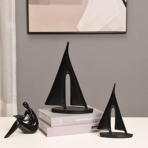 Saysmile Modern Sculptures Home Decor, Sailboat Decor Ornament, Boat Decorations Statue Decor, Art Sculptures and Statues, Sailboat Gifts Home Office Bathroom Shelf Decor (Black-2 Pack) - Image 5