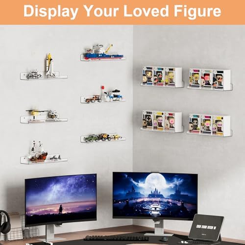 upsimples 16 Pcs 15" Acrylic Shelves for Wall Storage and Organizer, Clear - Image 5