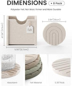 Fluxynara Felt Coasters with Holder, Set of 8 for Drinks, Linen Dusk - Arch - Image 2