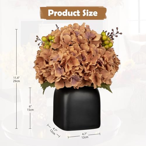 Briful Artificial Fall Hydrangea Arrangement, Matte Black Vase Centerpiece - Image 3