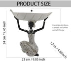 Lescafita African Woman Bowl Statue White Leaf Figurine - Image 3