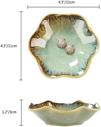 2PCS Lotus Leaf Shape Ring Holder Dish, Small Key Bowl, Ceramic Trinket Tray Jewelry Dish Organizing Necklace Earrings for Mom Friend Sister, All Jewelries Are NOT Included.White+Crystal Green. - Image 6