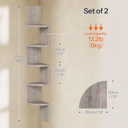 HOOBRO Corner Shelf Wall-Mounted, Set of 2 Floating Corner Shelves for Wall - Image 3