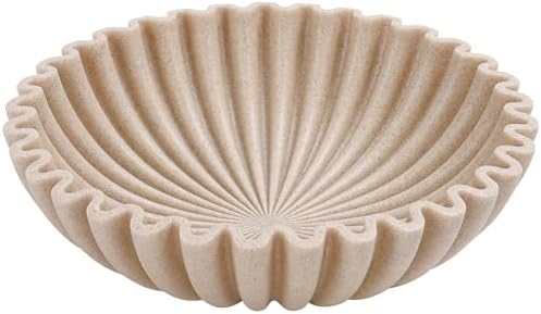 YMXYJM Large Decorative Bowl, Modern Handicraft Bowls for Home Decor, Fruit Bowl for Kitchen Counter, Ruffle Decor, Stylish Key Bowl for Entry Table, Artificial Stone Beige by YMXYJM