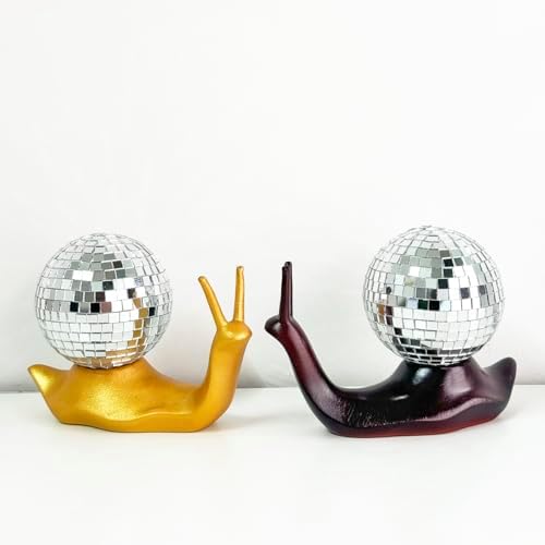 Golden Disco Snail Decor, Disco Ball Shelf Ornament, Retro Home Accent - Image 5