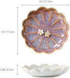 Lotus Ring Holder Dish Small Indoor Ash Tray, Ceramic Dessert Plate Trinket Jewelry Holder Organizing Necklace Earrings for Parents Friends Sister, Deep Purple. All Jewelries Are NOT Included. - Image 6