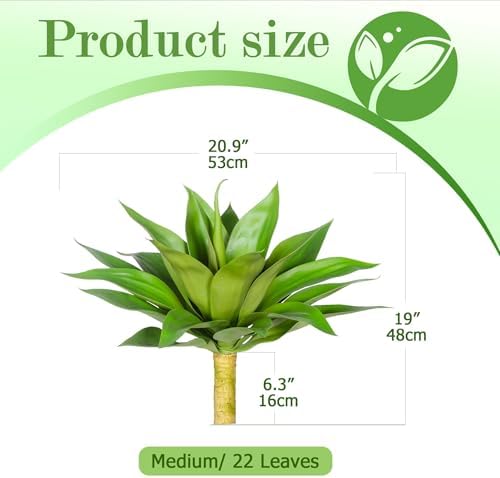 Artificial Agave Plant Fake Agave Plant Artificial Plants Outdoor Uv Resistant Artificial Fake Plants Suitable for Indoor Home Decor Outdoor Courtyard Balcony Terrace Decor 20.9'',Green,1Pcs - Image 2