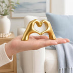 Heart Shaped Hand Statue, Gold Home Decor Accents for Living Room Coffee Table TV Cabinet Bookshelf Office entryway Desktop Shelf Small Sculpture Home Decor. - Image 4
