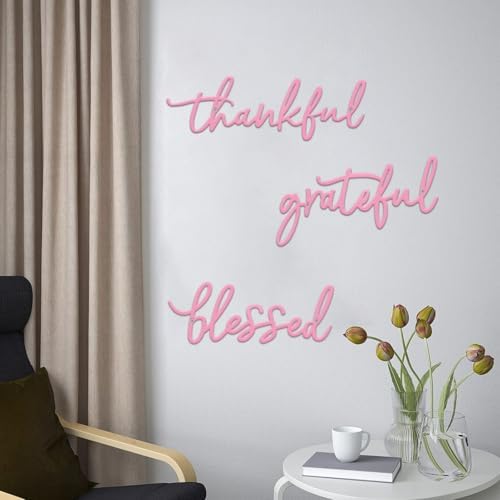 3 Pieces Thankful Grateful Blessed Letter Sign Metal Wall Decor - Image 5