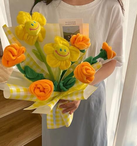 8Pcs Bendable Plush Sunflower Daisy Flowers- Artificial Curtain Tiebacks for Home Wedding Party Decor, Christmas Birthday Graduation Decoration 18 Inch (Vibrant Colors) - Image 3